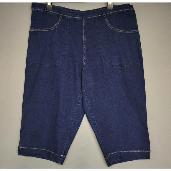 Just My Size Capri Pants Womens 2X Blue Denim Pull On Elastic Waist Stretch NWOT - Picture 1 of 14